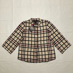 NWT Carolyn Taylor Women’s 3/4 Sleeve Mock Neck Snap Button Cardigan Sweater M